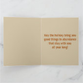 Bewerkbare Thanksgiving Turkije en pompoengroet Kaart (Binnen)