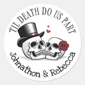 Bewerkbare Til Death Do Us Part Wedding Ronde Sticker
