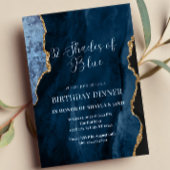 Bewerkbare tinten van blauwe uitnodiging, blauw en kaart