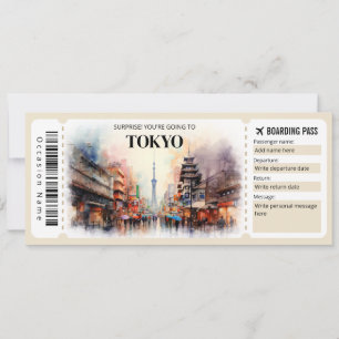 Bewerkbare Tokyo Boarding Pass Vliegticket Kaart