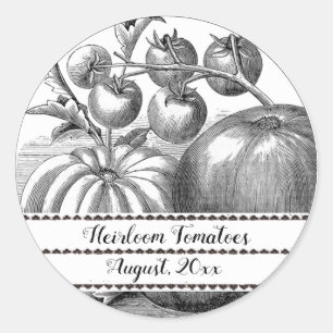Bewerkbare tomatenzaadlabels ronde sticker
