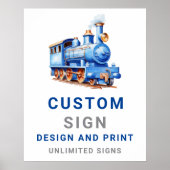 Bewerkbare Trein Verjaardag Custom Sign Board Poster (Voorkant)