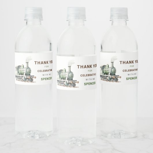 Bewerkbare trein water fles teken verjaardag waterfles etiket (Flessen)