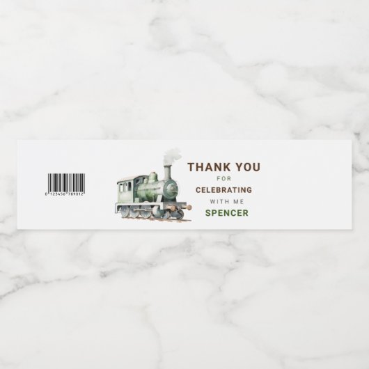 Bewerkbare trein water fles teken verjaardag waterfles etiket (Enkel label)