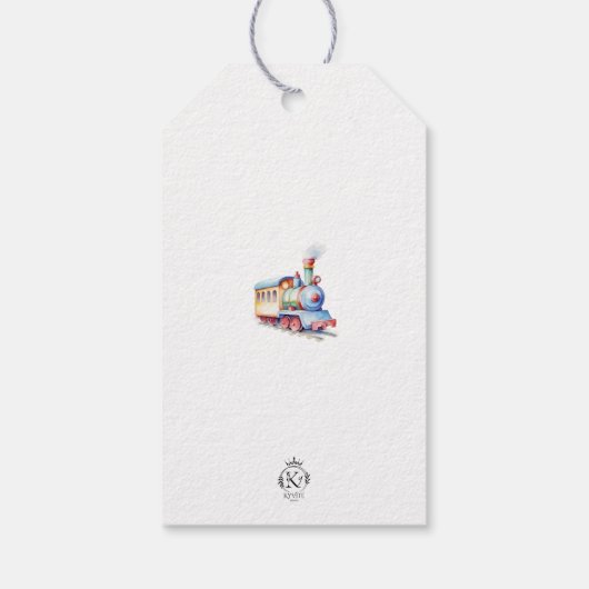 Bewerkbare Treincirkel 2e Verjaardag Dank u Label Cadeaulabel (Achterkant)