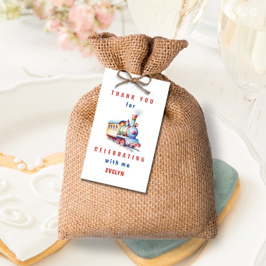 Bewerkbare Treincirkel 2e Verjaardag Dank u Label Cadeaulabel