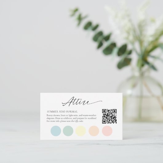 Bewerkbare Trouwkleding Dress Code Kaart met QR (Staand voorkant)