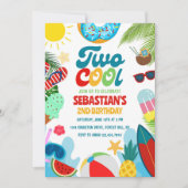 Bewerkbare Two Cool Pool Party Beach 2de verjaarda Kaart (Voorkant)