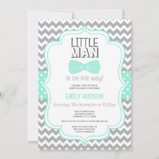 Bewerkbare uitnodiging kleine man (Voorkant)