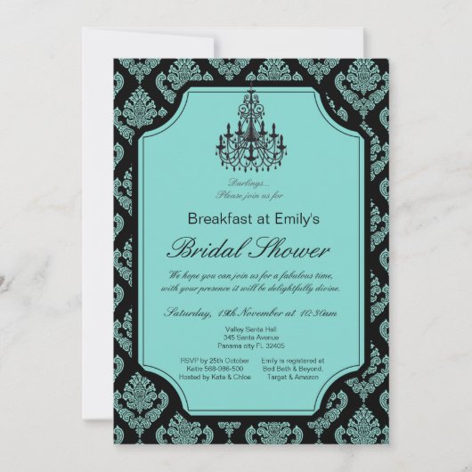 Bewerkbare uitnodiging voor bruidsontbijt bruiloft (Voorkant)