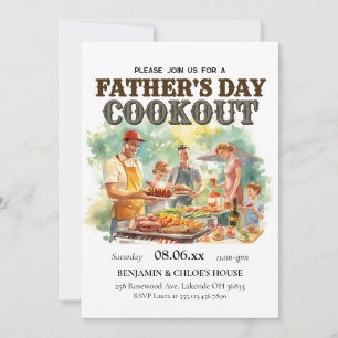 Bewerkbare Vaderdag Cookout BBQ Invitation Kaart