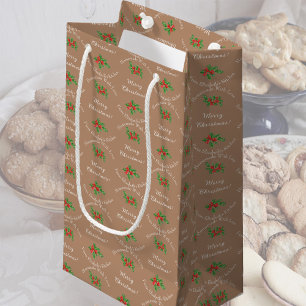 Bewerkbare Vakantie Bakken Gift Bruin Vrolijk Kers Klein Cadeauzakje