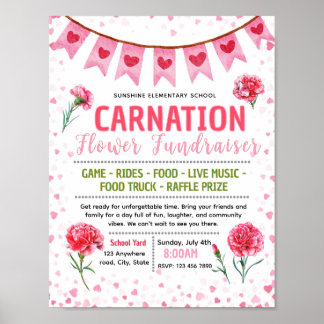 Bewerkbare valentijnsbloem anjer flyer poster