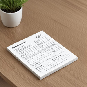 Bewerkbare veilingbon Minimalistische bedrijfsvo Notitieblok