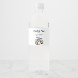 Bewerkbare verjaardag Blauwe Vuilfiets Waterfles Etiket
