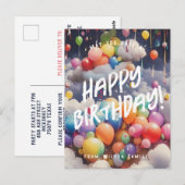 Bewerkbare verjaardag regenboog ballons groet briefkaart (Voorkant / Achterkant)