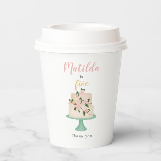 bewerkbare verjaardagstaart papieren bekers (Achterkant)