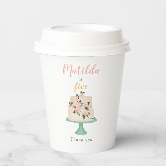 bewerkbare verjaardagstaart papieren bekers (Voorkant)