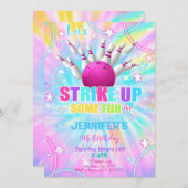 Bewerkbare verjaardagsuitnodiging voor bowlen kaart (Voorkant / Achterkant)