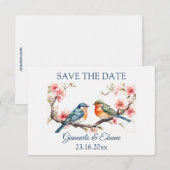 Bewerkbare Verliefde Vogels Bewaar De Datum Kaart (Voorkant / Achterkant)