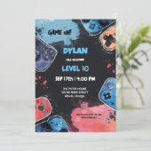 Bewerkbare Video Game Verjaardagsuitnodiging Sjabl Kaart (Staand voorkant)