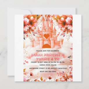 Bewerkbare Vier ooit een Princess 4th Birthday Inv Save The Date