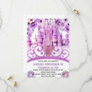 Bewerkbare Vier ooit een Princess 4th Birthday Inv Save The Date