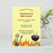 Bewerkbare Vlammen Buurt BBQ Picknick Kaart (Staand voorkant)