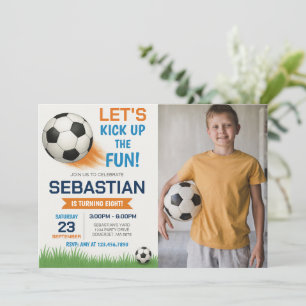 Bewerkbare Voetbal Verjaardagsfoto Kaart