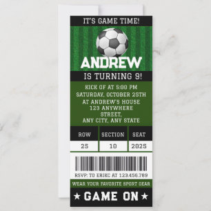 Bewerkbare Voetbalticket Verjaardagsfeest Benodigd Kaart