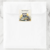 Bewerkbare wasbeer en boeken Bookplate Sticker (Tas)