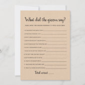 Bewerkbare Wat zei de bruidegom Bruidsfeest kaart (Voorkant)