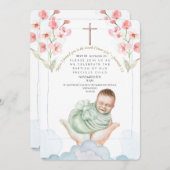 Bewerkbare Waterverf doopuitnodiging Kaart (Voorkant / Achterkant)