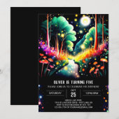 Bewerkbare Waterverf Fireflies Bossen Verjaardag Kaart (Voorkant / Achterkant)