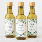 Bewerkbare Waterverf Greenery Proost op Love Wine Wijn Etiket (Flessen)