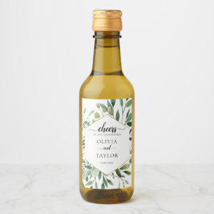 Bewerkbare Waterverf Greenery Proost op Love Wine Wijn Etiket