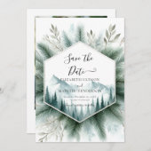 Bewerkbare Waterverf Mountain Wedding Save The Date (Voorkant / Achterkant)