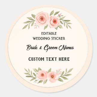Bewerkbare Wedding Sticker – Custom Round Label vo