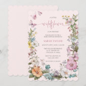 Bewerkbare Wildbloem Baby Shower Sjabloon Kaart (Voorkant / Achterkant)