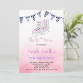 Bewerkbare Winter Rink Party Uitnodigen voor Meisj Kaart (Staand voorkant)