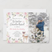 Bewerkbare Winter Wonderland Foto Uitnodiging (Voorkant)
