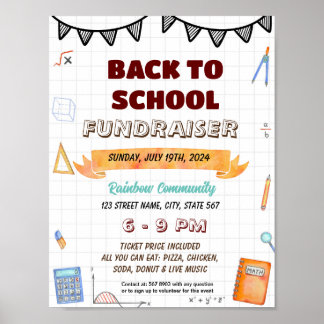 Bewerkbare Wiskunde thema school flyer Poster