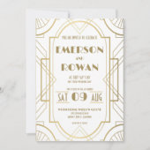Bewerkbare witte en gouden Art Deco Gatsby Roaring Kaart (Voorkant)