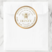 Bewerkbare witte honing label gouden rand en bij (Tas)