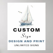Bewerkbare zeilboot nautische aangepaste verjaarda poster (Voorkant)