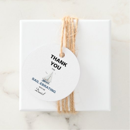 Bewerkbare zeilboot nautische gunst/ dank u Label (In situ)