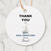 Bewerkbare zeilboot nautische gunst/ dank u Label (Voorkant)