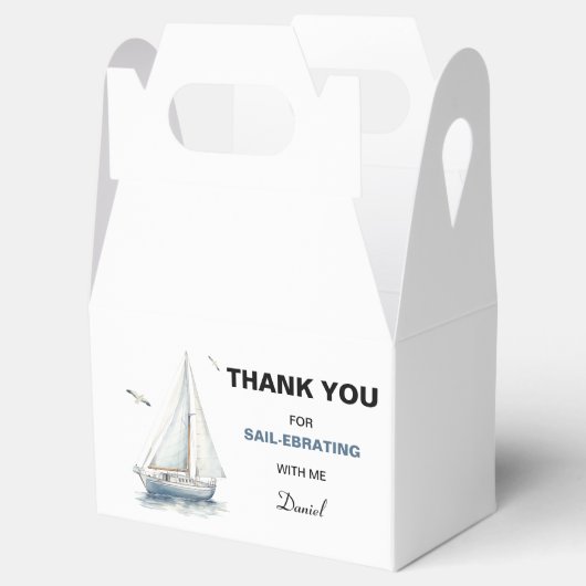 Bewerkbare zeilboot verjaardagsgevel doos / gunst  bedankdoosjes (Geopend)