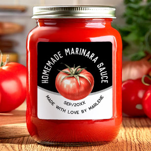 Bewerkbare zelfgemaakte marinara saus met rode tom vierkante sticker