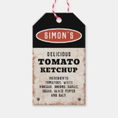 Bewerkbare zelfgemaakte tomatenketchup met roestig cadeaulabel (Voorkant)